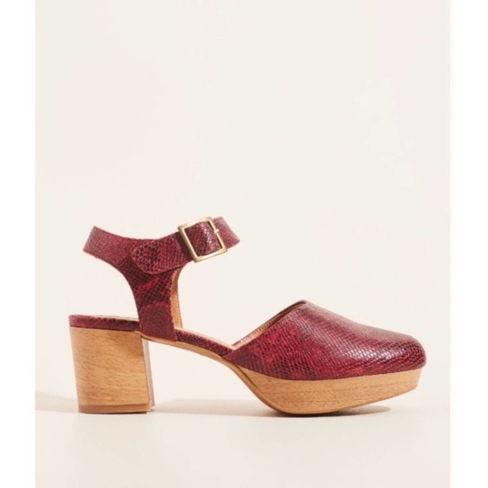 Anthropologie Red Textured Mules